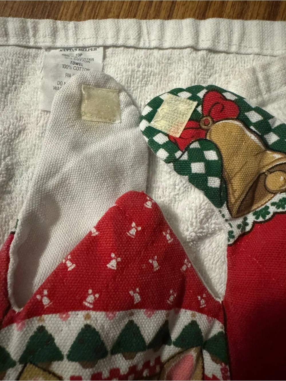 Vintage Santa’s Helper Christmas Velcro Kitty Kitchen Towel
